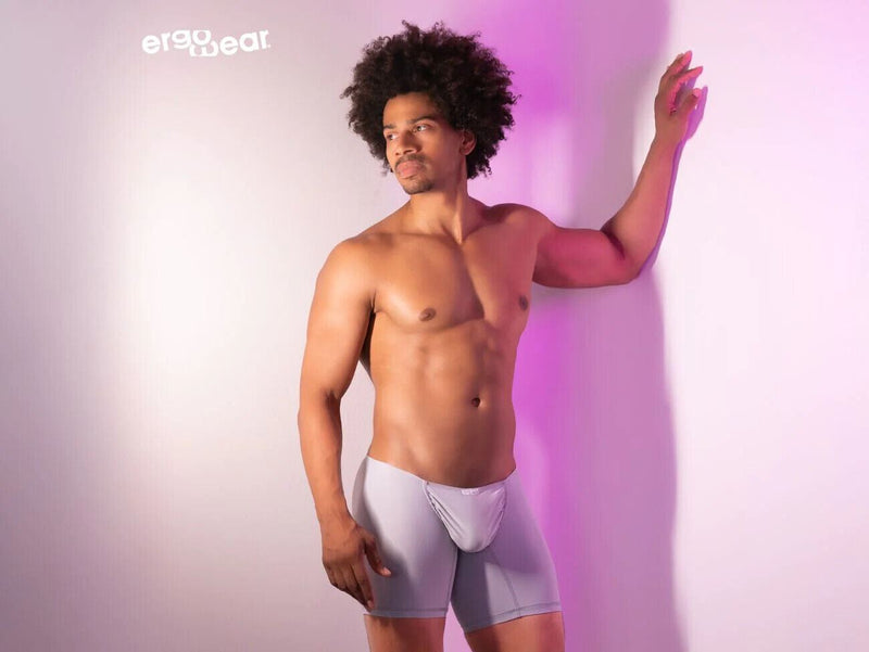 ErgoWear Long Boxer Briefs Feel GR8 Midcut Body-Defining Fit Silver 1256 - SexyMenUnderwear.com