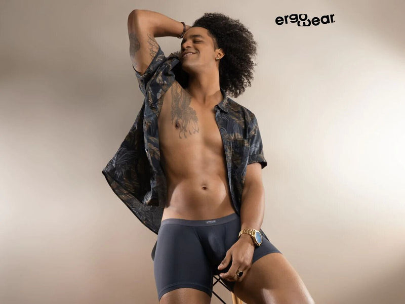 ErgoWear Long Boxer Briefs SLK Body-Defining MidCut Boxer Dark Gray 1138 20 - SexyMenUnderwear.com