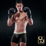 ErgoWear Long Boxer FEEL XV Extra Room Pouch Trunk Black-Gold 0827 34 - SexyMenUnderwear.com