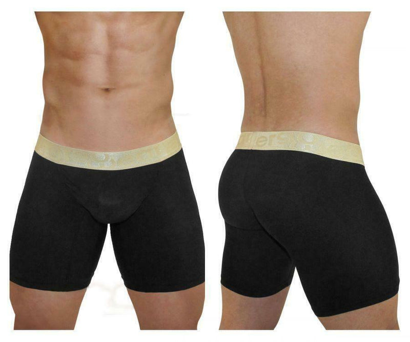 ErgoWear Long Boxer FEEL XV Extra Room Pouch Trunk Black-Gold 0827 34 - SexyMenUnderwear.com