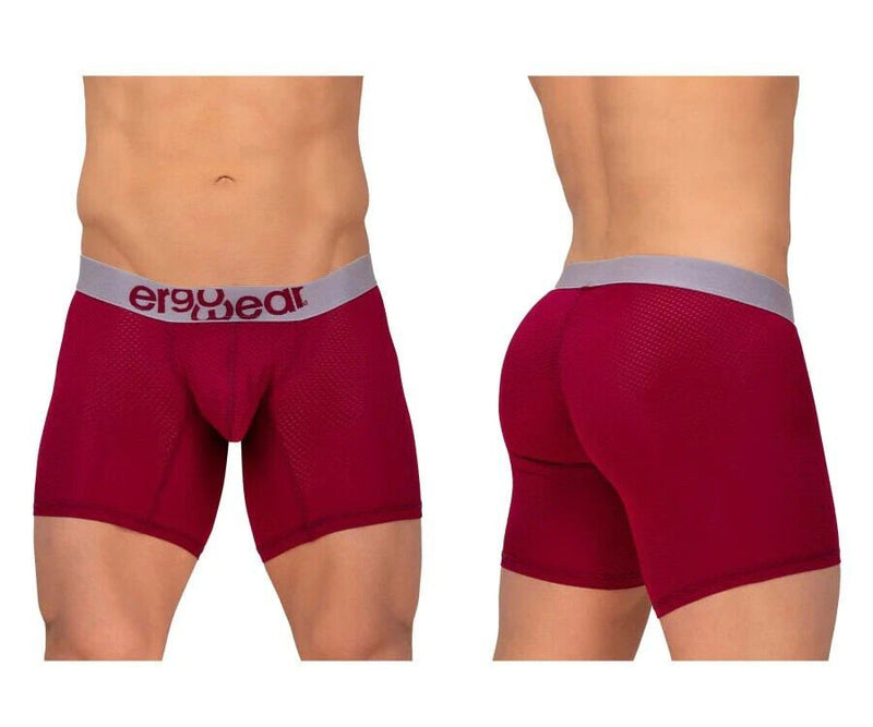 ErgoWear MAX Long Boxer Briefs Midcut Full-Coverage Seamed Pouch Burgundy 1218 4 - SexyMenUnderwear.com