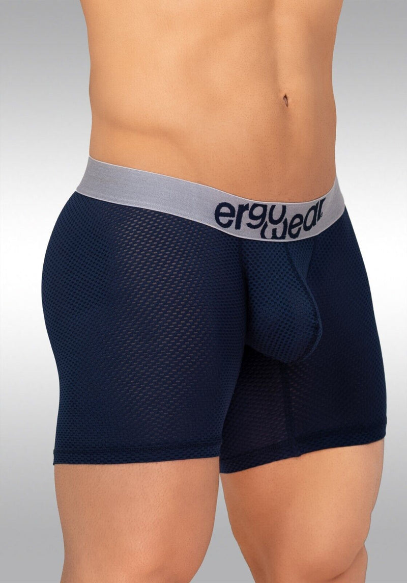 ErgoWear MidCut Boxer Briefs MAX Mesh Pouch Stretchy Long Boxer Dark Blue 1210 - SexyMenUnderwear.com