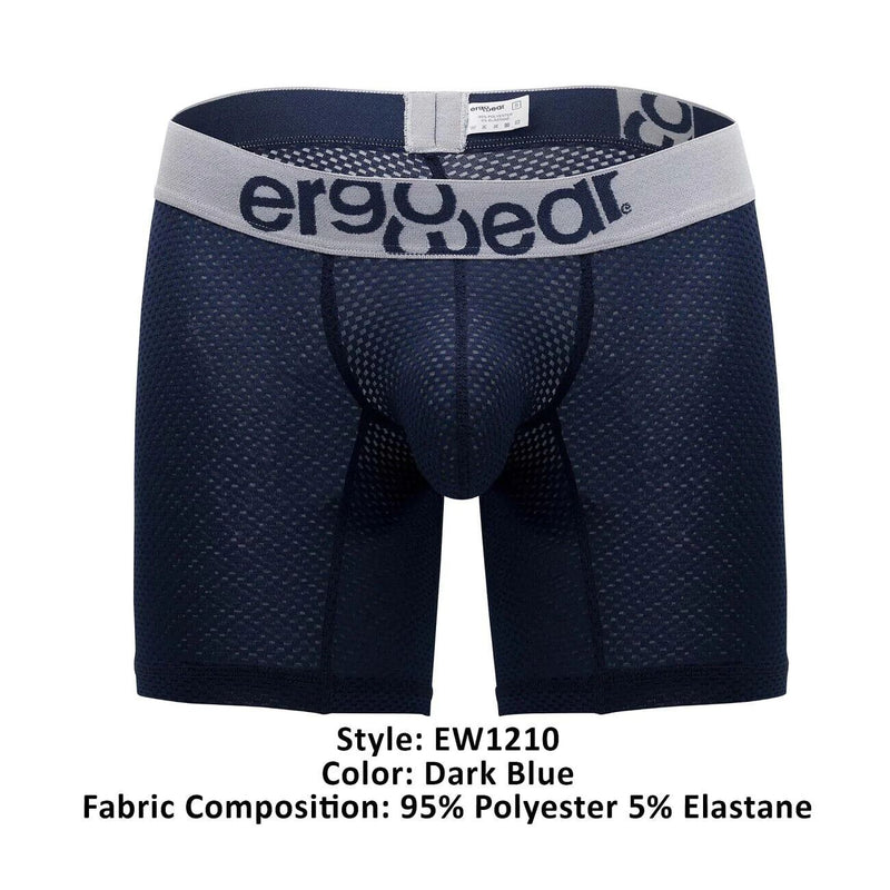 ErgoWear MidCut Boxer Briefs MAX Mesh Pouch Stretchy Long Boxer Dark Blue 1210 - SexyMenUnderwear.com