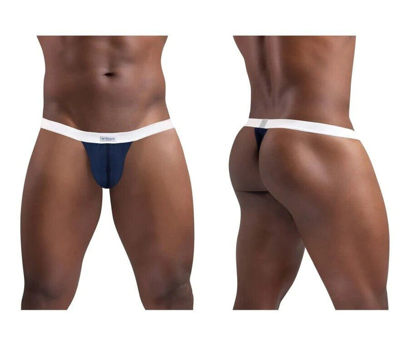 ErgoWear SLK Thongs Stretchy Ergonomic Seamed Pouch Dark Blue 1379 64 - SexyMenUnderwear.com