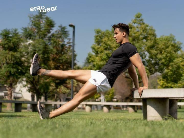 ErgoWear Sport Gym Shorts Or Swimwear With Sexy Thong Inside White 1067 6 - SexyMenUnderwear.com