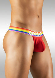 ErgoWear Thong MAX XV Pouch 3D Rainbow Gay Pride Thongs Red 1119 26 - SexyMenUnderwear.com