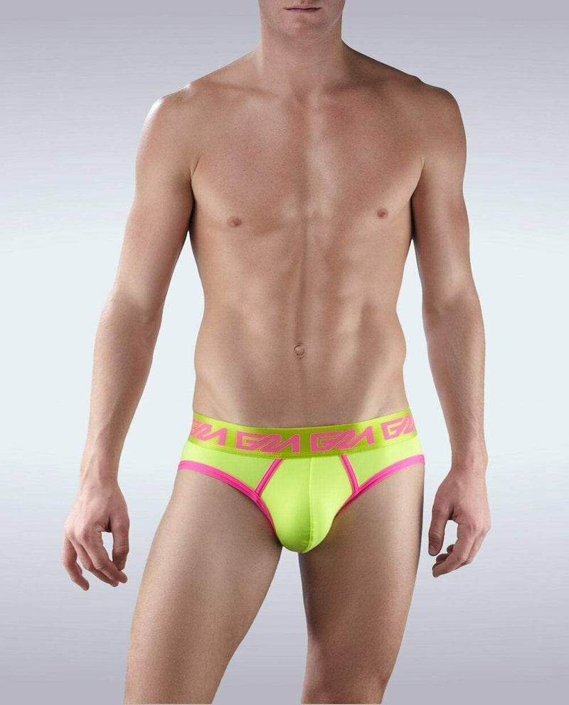 Garcon Model Briefs Espanola Fluorescent Trim Brief Neon Green Pink 7 - SexyMenUnderwear.com