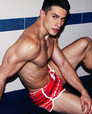 GARCON MODEL Swim-Short Graffiti Low-Rise Cut Red Swimwear 8 - SexyMenUnderwear.com