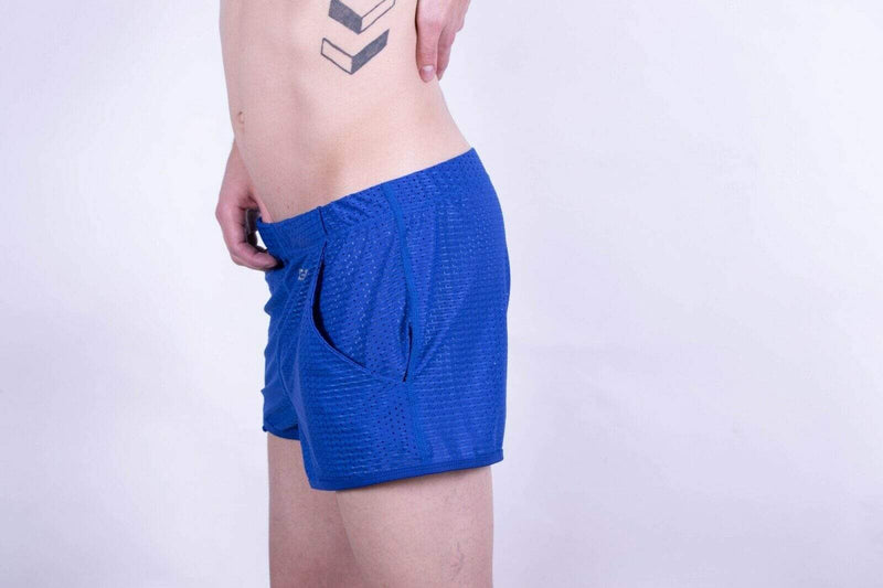 GIGO Sporty Mini Shorts Suggestive Blue Mesh SportWear Mens Shorts Blue B30175 1 - SexyMenUnderwear.com