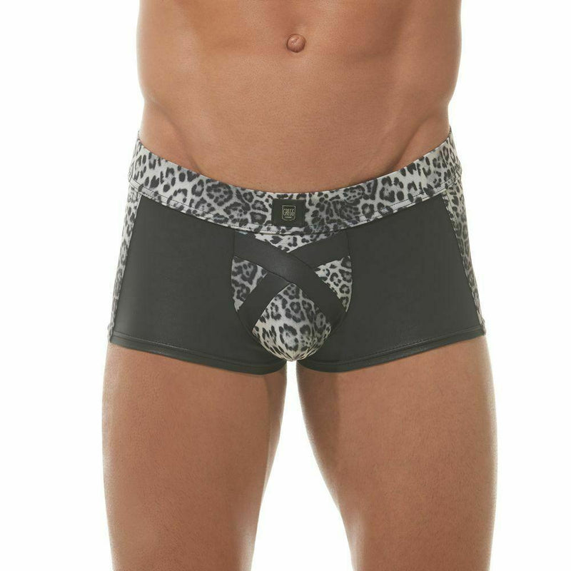 Gregg Homme Boxer Captive Print Leopard Trunk Grey 162305 45 - SexyMenUnderwear.com