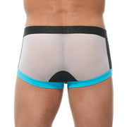 Gregg Homme Boxer Challenger Sporty Mesh Trunk White/Aqua 170505 63 - SexyMenUnderwear.com