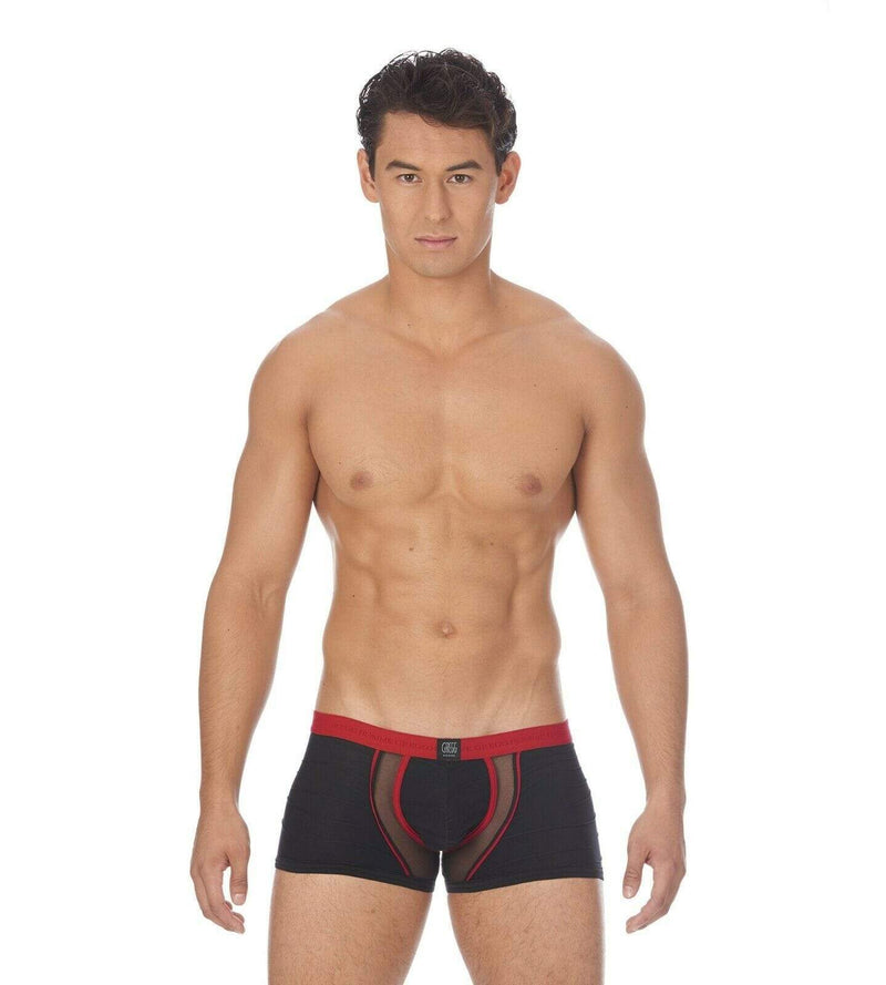Gregg Homme Boxer Cheeky Mesh Enhancer Pouch Black 132355 73 - SexyMenUnderwear.com