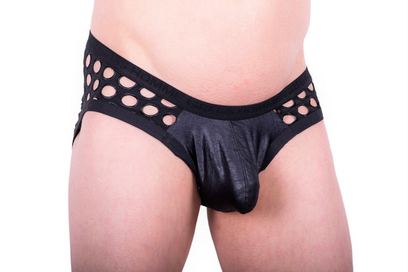 Gregg Homme Brief City Limit Laser Cut Holes Black 122713 134 - SexyMenUnderwear.com