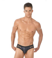Gregg Homme Brief City Limit Laser Cut Holes Black 122713 134 - SexyMenUnderwear.com