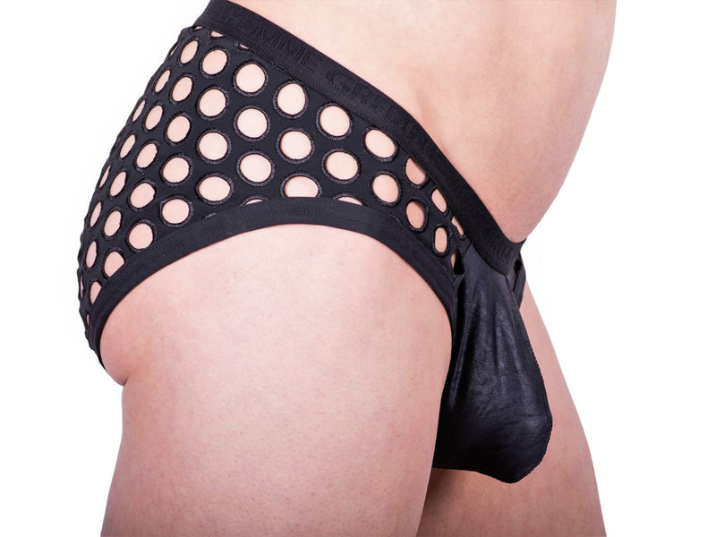 Gregg Homme Brief City Limit Laser Cut Holes Black 122713 134 - SexyMenUnderwear.com