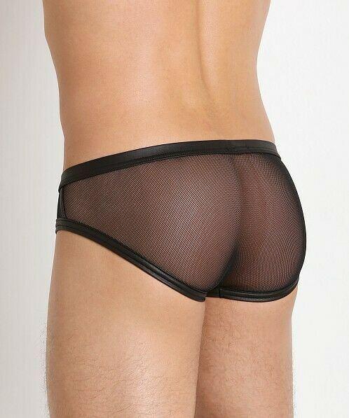 Gregg Homme Brief Mercury Mesh Slips Faux-Leather Metallic Silver 132603 77 - SexyMenUnderwear.com