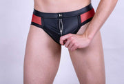 Gregg Homme Brief Reckless Zipper Leather Look Fetish Slip Red 140703 78 - SexyMenUnderwear.com