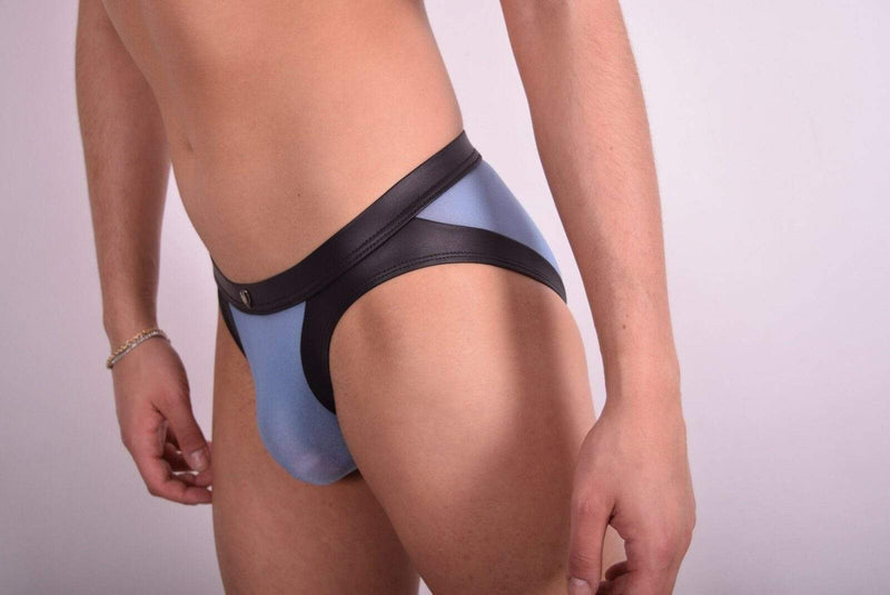 Gregg Homme Brief Two-Timer Leather Look Slip Blue 130303 71 - SexyMenUnderwear.com