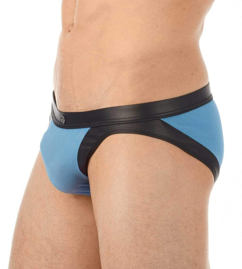 Gregg Homme Brief Two-Timer Leather Look Slip Blue 130303 71 - SexyMenUnderwear.com