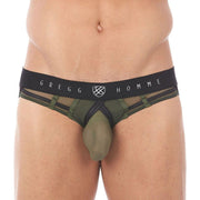 Gregg Homme Erupt Jockstrap 8 Ways Stretch Sheer Mesh Jock Khaki 140034 128 - SexyMenUnderwear.com