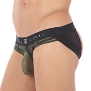 Gregg Homme Erupt Jockstrap 8 Ways Stretch Sheer Mesh Jock Khaki 140034 128 - SexyMenUnderwear.com