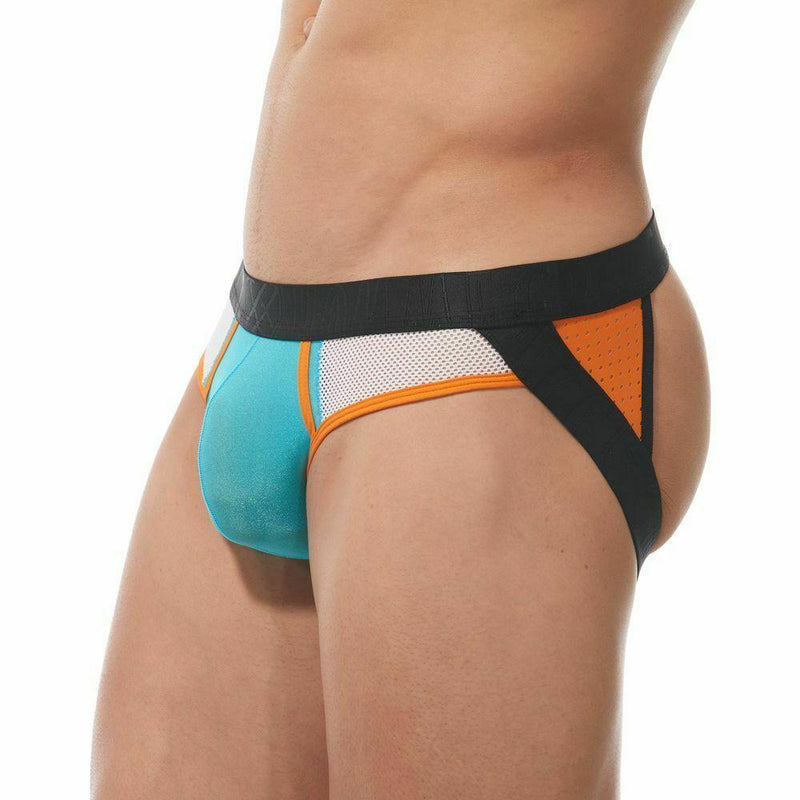 Gregg Homme Jock Challenger Sporty Mesh JockStrap White/Orange 170534 62 - SexyMenUnderwear.com
