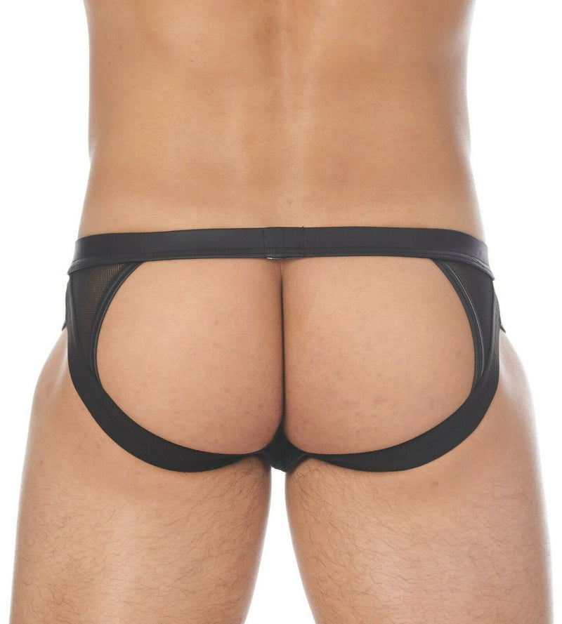 Gregg Homme Jock Mercury Metallic Mesh Leather Look Jockstrap Silver 132634 76 - SexyMenUnderwear.com