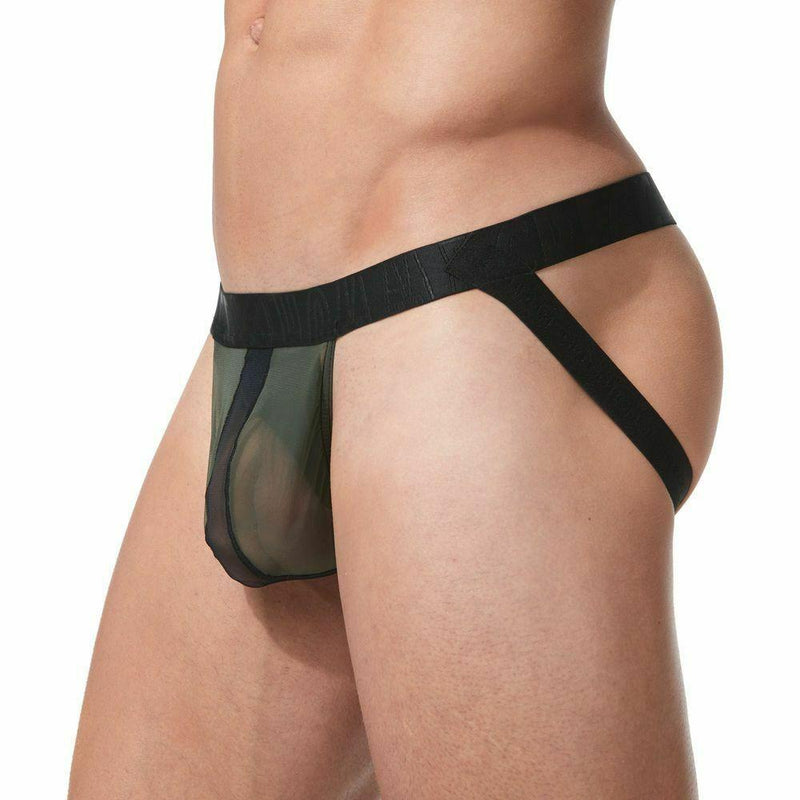 GREGG HOMME Jock Temptation Jockstrap See-Thru Mesh Khaki 152134 109 - SexyMenUnderwear.com