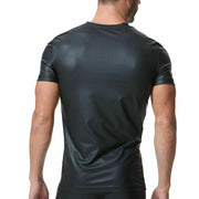 GREGG HOMME Shirt Crave Faux Leather V-Neck T-Shirt 152607 GT1 - SexyMenUnderwear.com