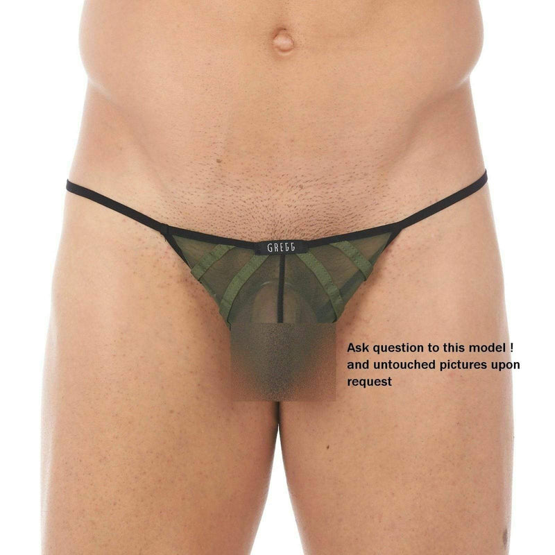 Gregg Homme Strings Erupt Mesh Enhancing G-String Khaki 140014 128 - SexyMenUnderwear.com