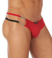 Gregg Homme Thong Cocky Asymmetric Tanga Metal Chains Red 120504 134 - SexyMenUnderwear.com