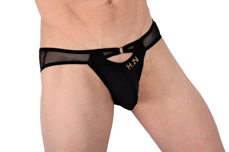 Hidden Thongs O-Ring Pouch Microfibre Mesh Bikini-Black 960 9 - SexyMenUnderwear.com