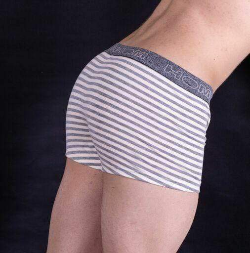 HOM HOM Boxer Cotton Comfy Mens Underwear White Ligned SMALL 3