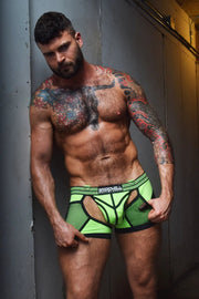 HYBRED CHOCK Jock Lightweight Neoprene Knit Two Pockets Neon Green 16 - SexyMenUnderwear.com