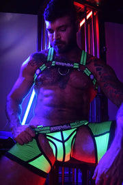 HYBRED CHOCK Jock Lightweight Neoprene Knit Two Pockets Neon Green 16 - SexyMenUnderwear.com