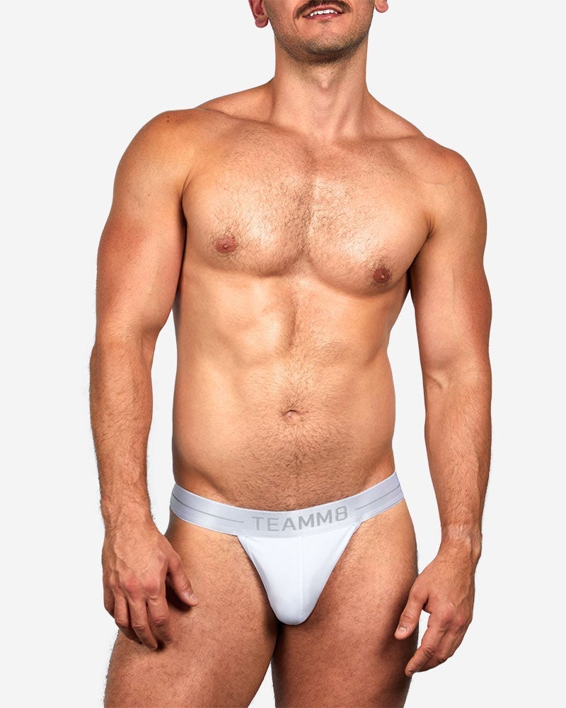 Icon Thong TEAMM8 Underwear with Triangle Top Part Low-Rise White 3 - SexyMenUnderwear.com
