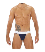 Jock TOF PARIS Alpha Jockstrap Sexy Soft Cotton Bi-Stretch Jersey Navy-White 30 - SexyMenUnderwear.com