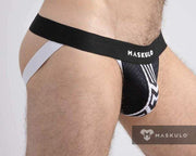 Jockstrap "MASKULO" Printed Mesh Jock Elastic Extra Comfort White JS074-80 28 - SexyMenUnderwear.com