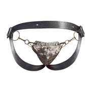 Jockstrap MOB DNGEON Eroticwear Snap Jock Faux Leather Titanium Camo O/S DMBL03 - SexyMenUnderwear.com
