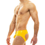 Jockstrap Modus Vivendi Viral Vinyl Bottom Less Jock-Brief Combo Yellow 08014 55 - SexyMenUnderwear.com