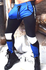LARGE BREEDWELL Track Pants Moto Chaps With Interior Side Leg Zippers Blue Legging 36 - SexyMenUnderwear.com