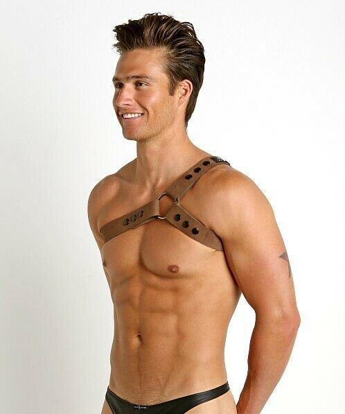 LARGE Gregg Homme Bonded Leather Harness Genuine Detach Straps Tan 150960 232 - SexyMenUnderwear.com