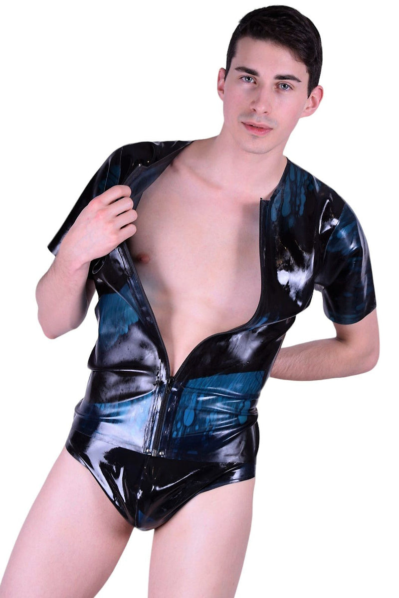 Large Polymorphe Latex Jockstrap And Zipped Shirt Rubber Suit Peacock 17 - SexyMenUnderwear.com