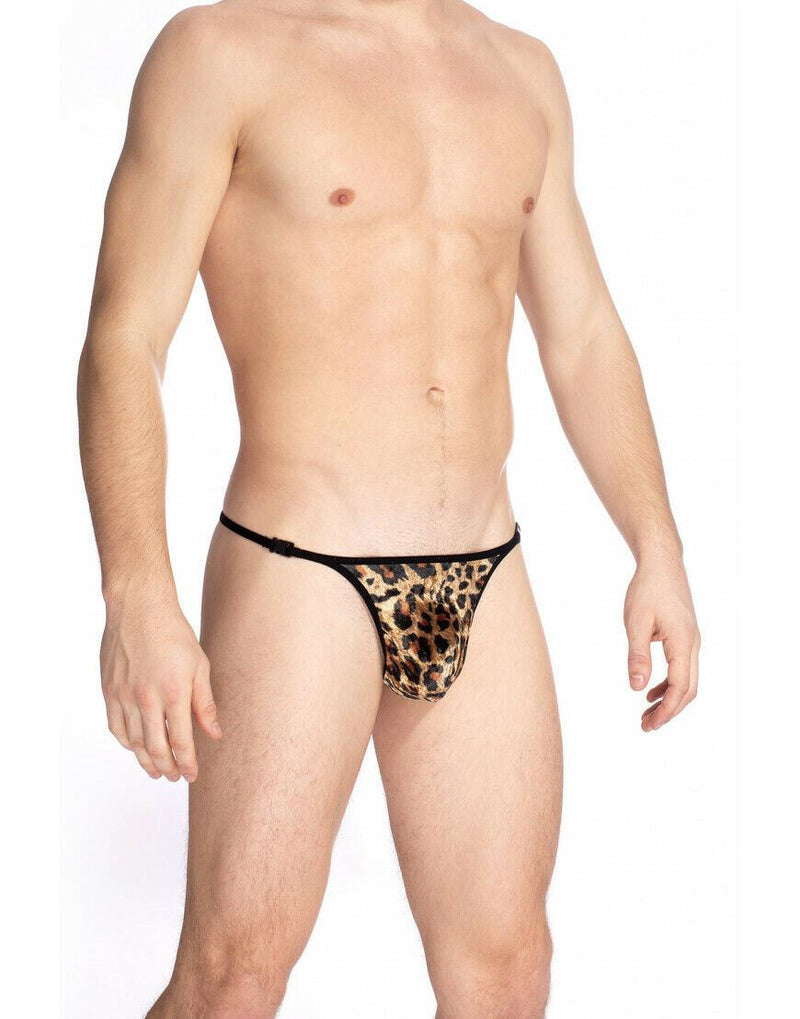 L'Homme Invisible G-String Striptease Leopard Velvet Thong Detachable MY83-VEL 1 - SexyMenUnderwear.com