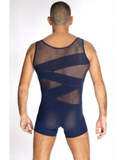 L'Homme Invisible Singlet CURIO Seamless Bodysuit Transparent Navy FW01 4 - SexyMenUnderwear.com