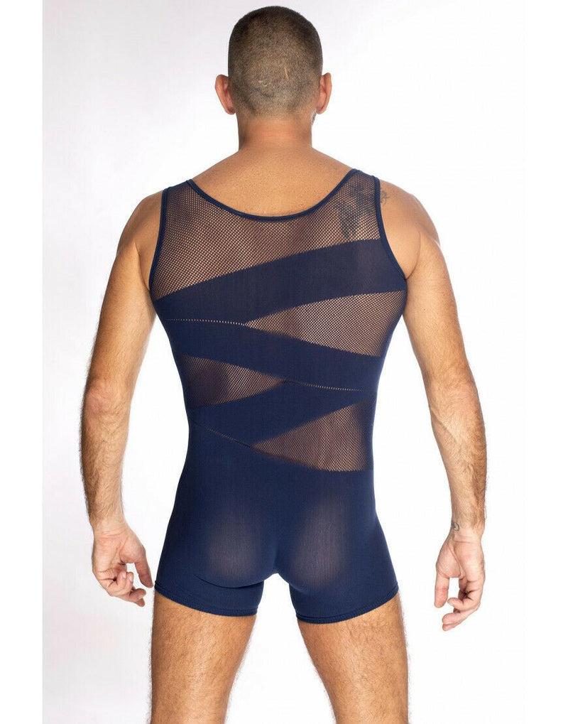 L'Homme Invisible Singlet CURIO Seamless Bodysuit Transparent Navy FW01 4 - SexyMenUnderwear.com