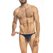 L'Homme Invisible String ELIO Striptease Thong Detachable Brodée Bleu MY83 6 - SexyMenUnderwear.com