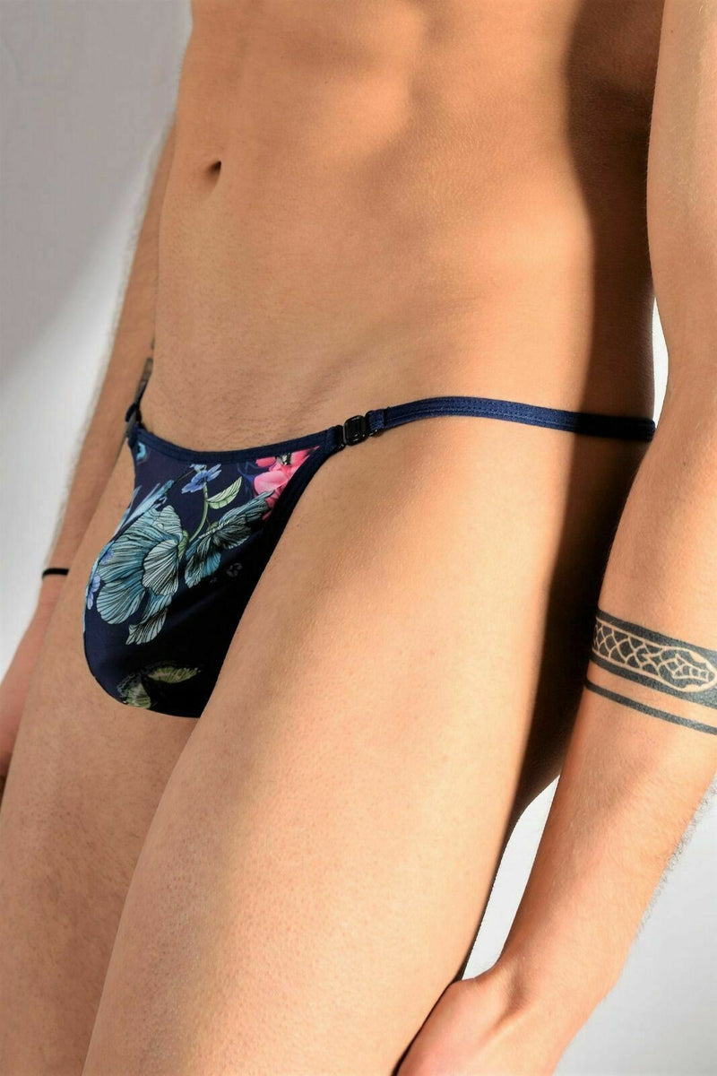 L'Homme Invisible String Striptease Detachable Snap Thong Angelo MY11X-Floral 2 - SexyMenUnderwear.com
