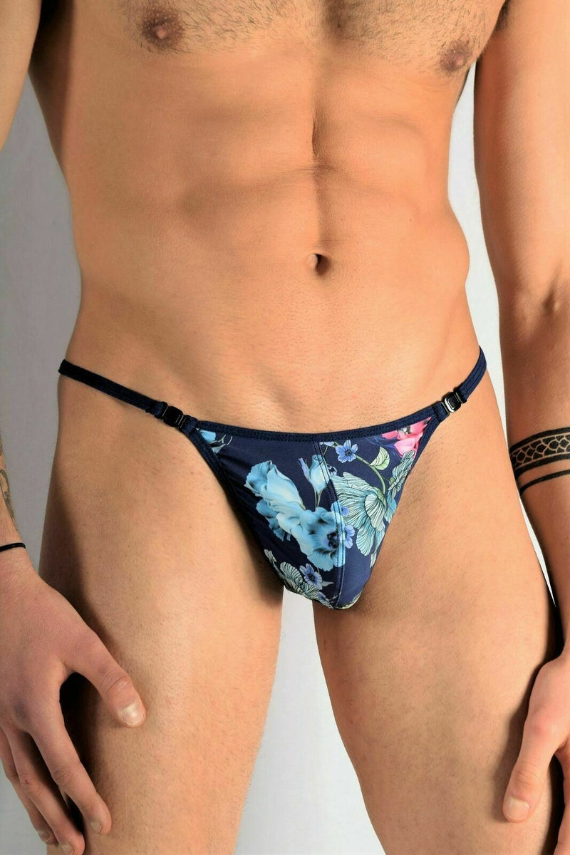 L'Homme Invisible String Striptease Detachable Snap Thong Angelo MY11X-Floral 2 - SexyMenUnderwear.com