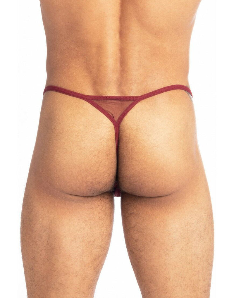 L'Homme Invisible String Striptease Thong See-Through Tulle Vinho Rosso UW21-6 - SexyMenUnderwear.com
